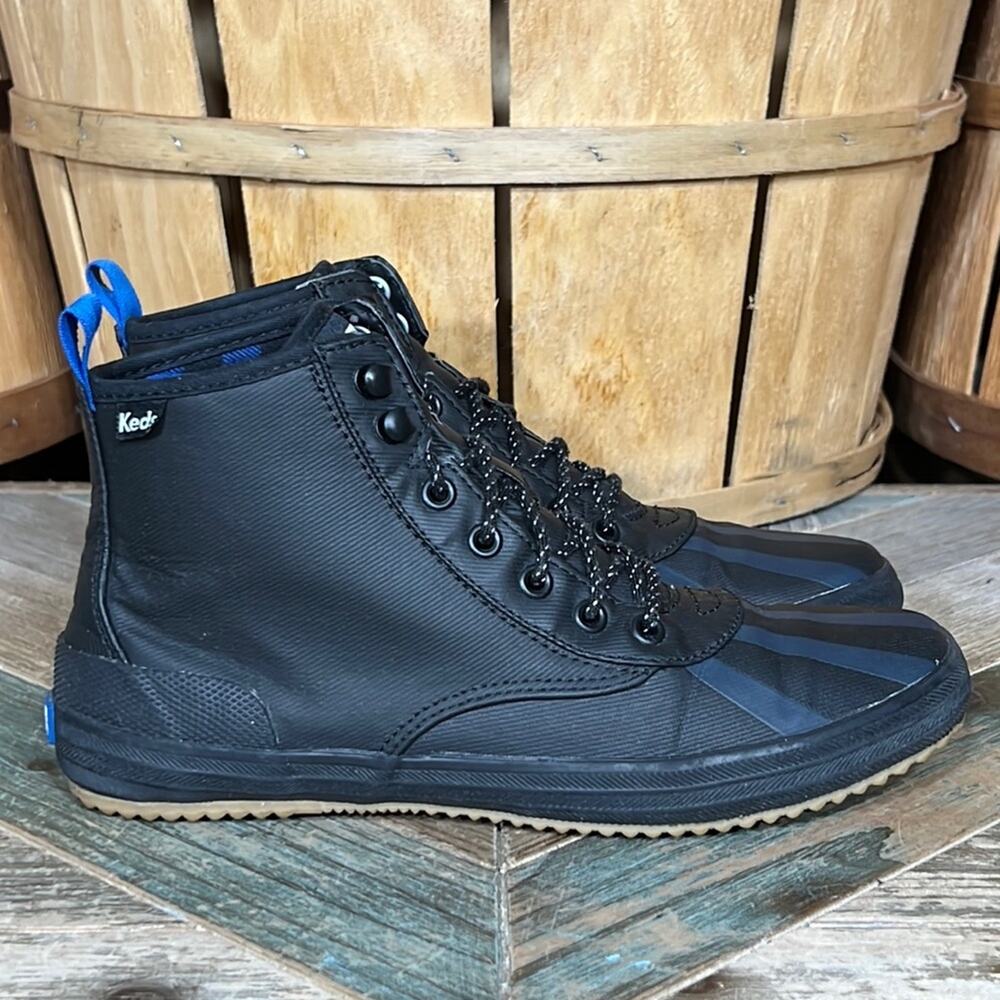 Keds Scout Splash Black Blue Water Resistant Twill Waxed Canvas Boots Womens 6
